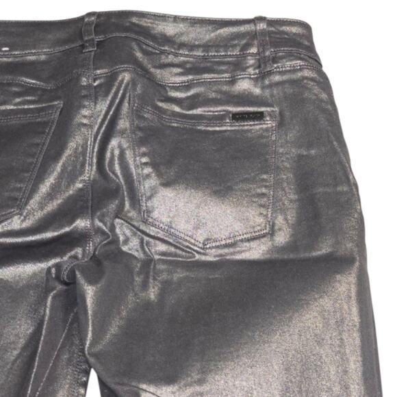 WHBM Coated Metallic Silver Coated Jeans Straight Leg Modern Casual Pants - Picture 4 of 14